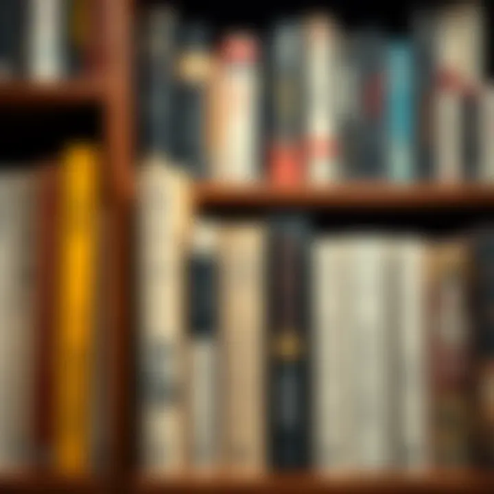 A bookshelf filled with influential leadership titles