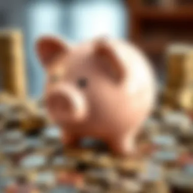 A piggy bank surrounded by coins, illustrating disciplined saving