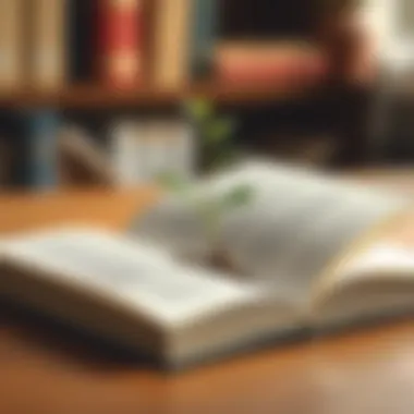 An open book with a growing plant, representing continuous education