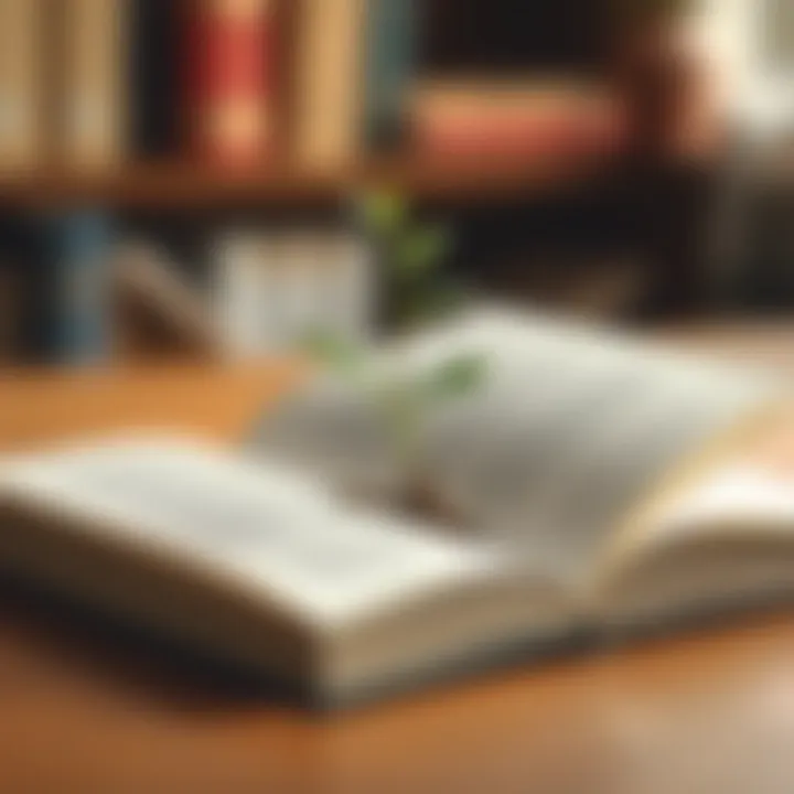 An open book with a growing plant, representing continuous education