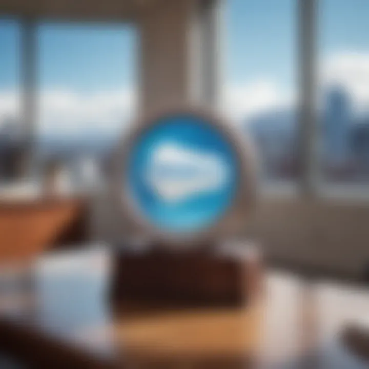 Salesforce logo displayed prominently in an office setting