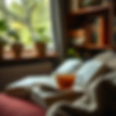Ideal Reading Environment A cozy reading nook with a cup of tea and a book