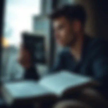 Reflective Moments with Books A person reflecting with a book in hand by a window