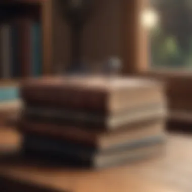 Classic Literature That Inspires Thought A stack of classic literature books on a wooden table.