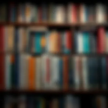 A bookshelf filled with a variety of finance books