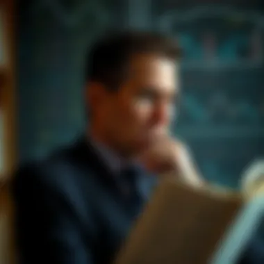 Contemplation and Growth A thoughtful business person contemplating quotes