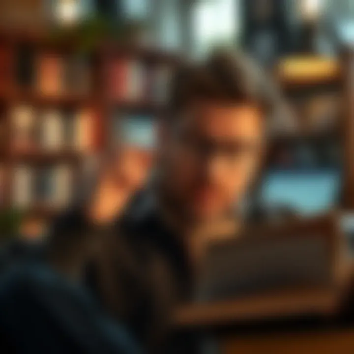 A reader engaged in deep thought over investment strategies