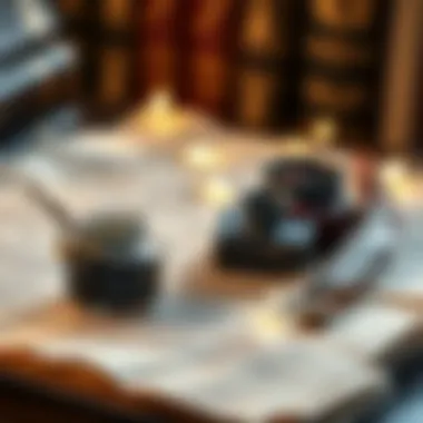 The Art of Narrative A quill and inkpot on parchment, illustrating the art of narrative