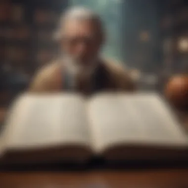 Wisdom in Writings An open book with philosophical texts and notes