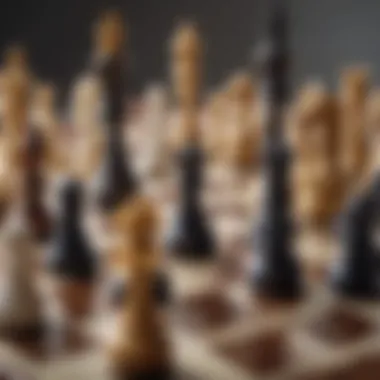 Strategic Depth: The Art of Chess A chessboard with strategic pieces positioned in an engaging way