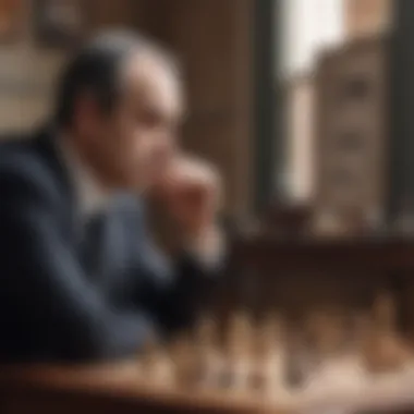 Mastering the Mind: Kasparov in Contemplation Garry Kasparov deep in thought during a chess match