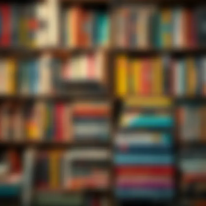 A vibrant bookshelf filled with diverse titles and colorful covers