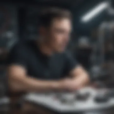 Creative Mind Behind Innovation Elon Musk brainstorming in a creative environment