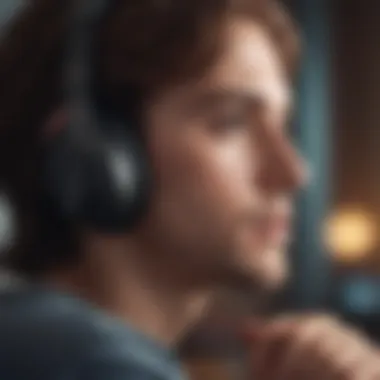 Close-up of a person enjoying an audiobook