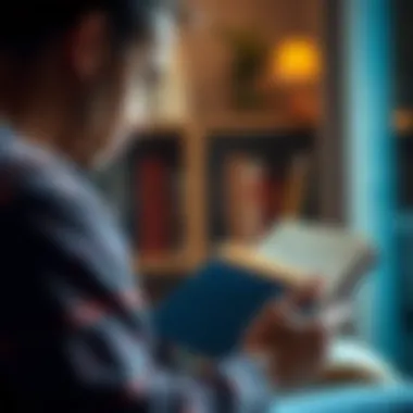 Mindful Reflection Through Reading A person engaged in deep reflection with a book in hand