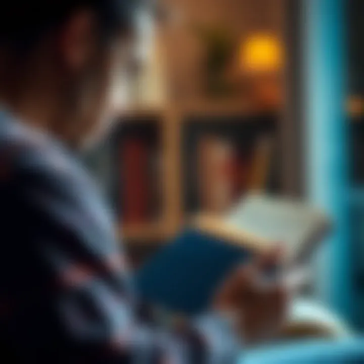 Mindful Reflection Through Reading A person engaged in deep reflection with a book in hand