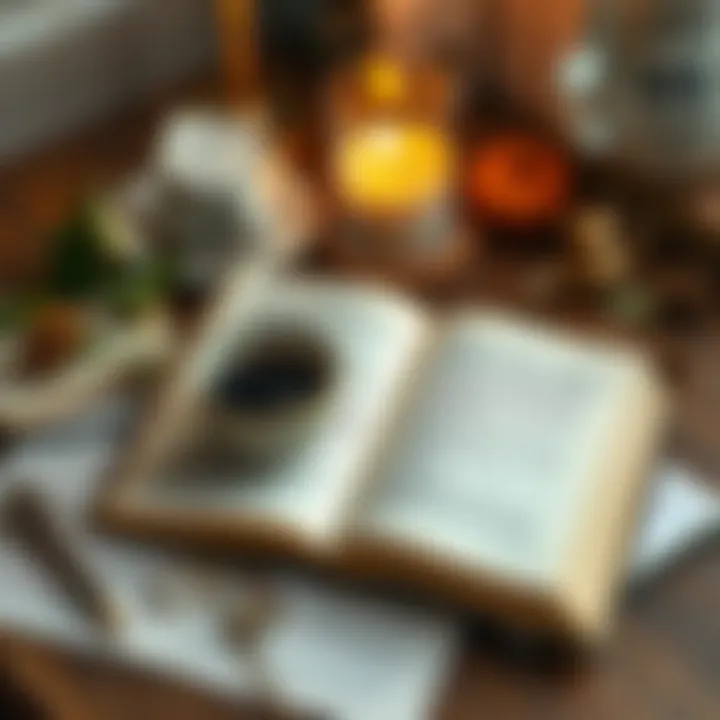 Nurturing Ideas with a Warm Beverage An open book surrounded by notes and a cup of coffee