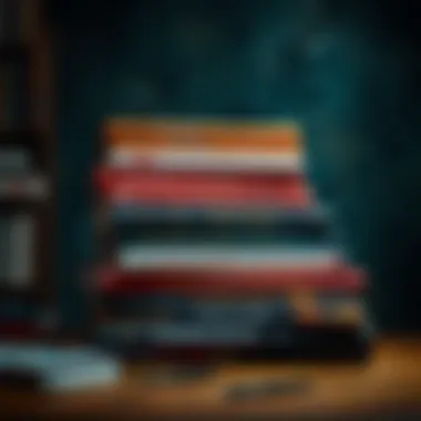 Diverse Knowledge in Literature A stack of diverse books with vibrant covers symbolizing varied knowledge areas.