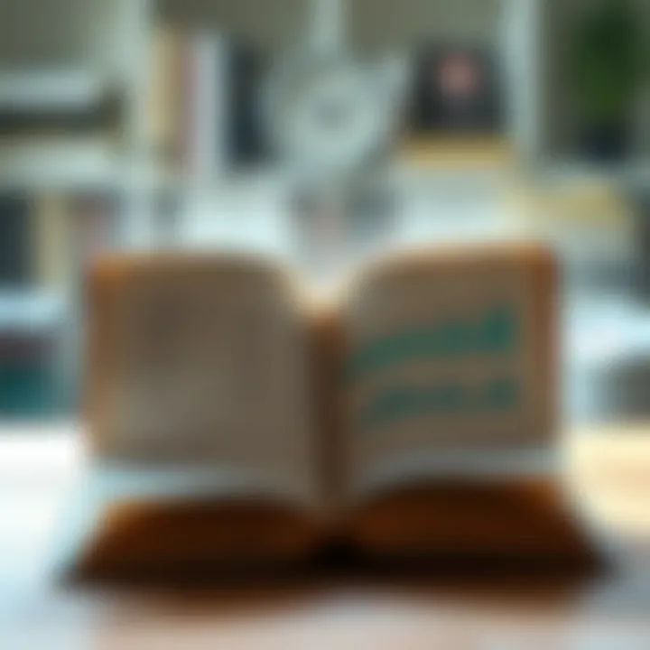 An open book with financial graphs