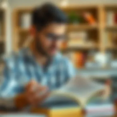 A thoughtful reader analyzing financial data