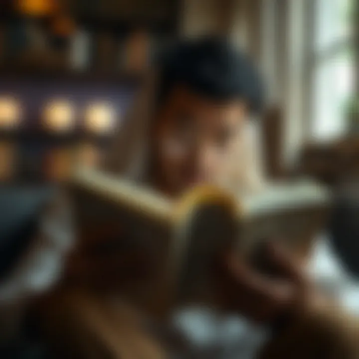 Reflective Reading for Growth A person deep in thought while reading a book