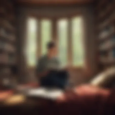 Thoughtful person reading in a cozy environment