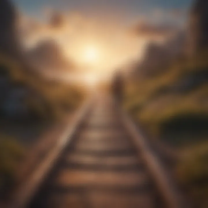 A pathway leading towards a bright horizon symbolizing journey