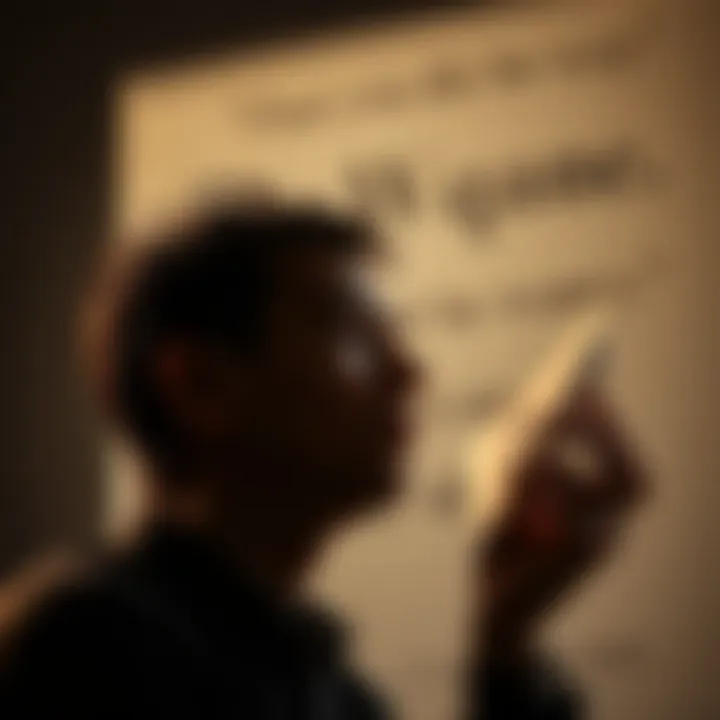 A thoughtful individual contemplating a famous quote