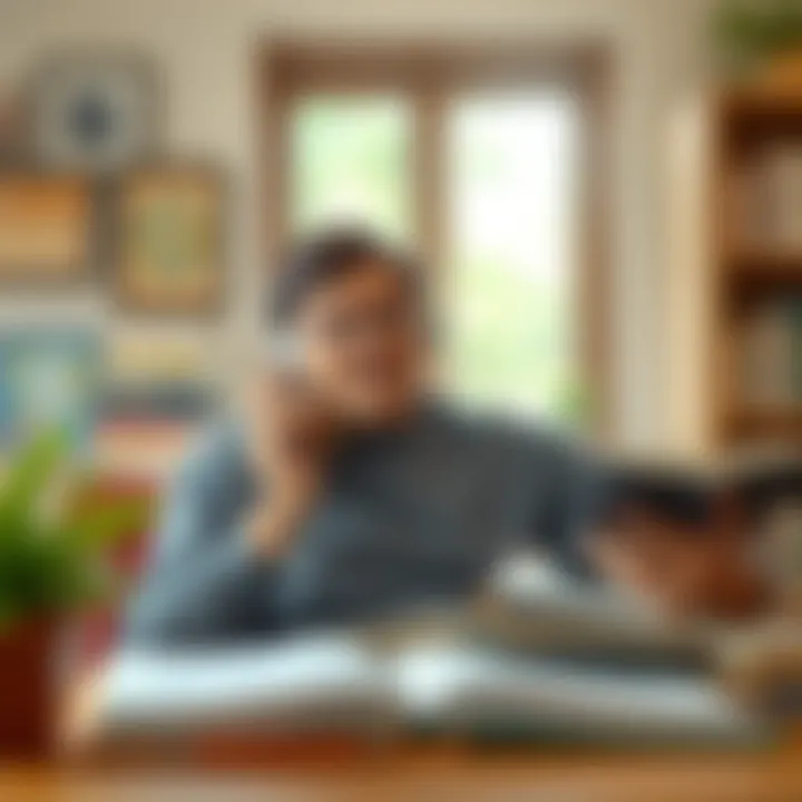 A person listening to an audiobook while taking notes