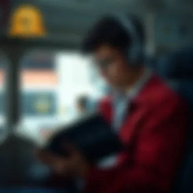 Literature on the Go: Convenience for the Modern Listener A busy individual multitasking while listening to an audiobook