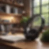 A person enjoying an audiobook in a cozy setting with headphones