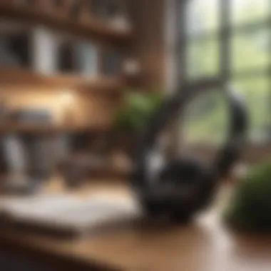 A person enjoying an audiobook in a cozy setting with headphones