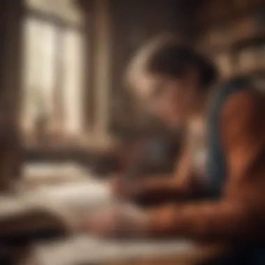Engaging with History Through Literature A thoughtful reader engaging with a historical text