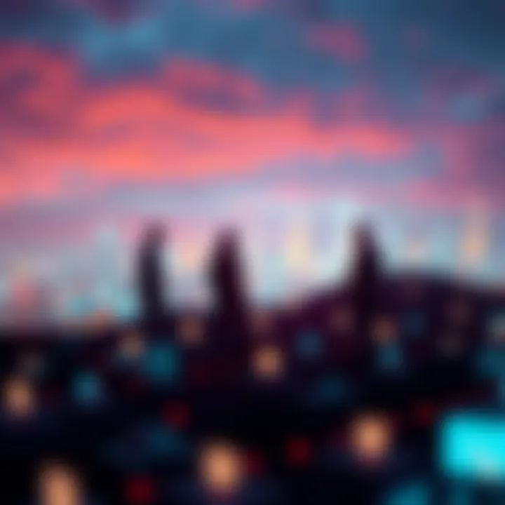 Synergy in a Digital Landscape An abstract depiction of teamwork and synergy in a digital landscape