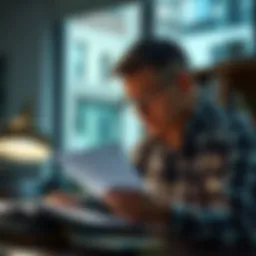 A thoughtful person analyzing financial documents