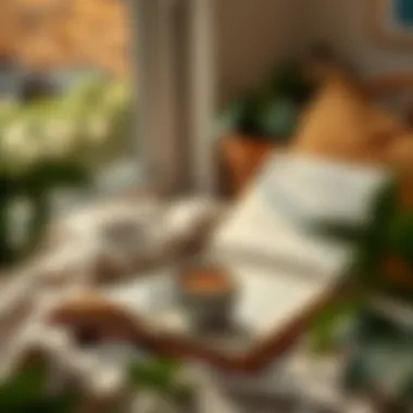 A cozy reading nook with a cup of coffee