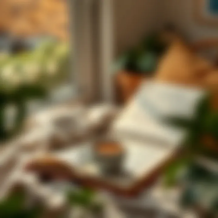 A cozy reading nook with a cup of coffee