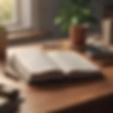 Literary Insights for Effective Communication An open book placed on a desk, symbolizing the journey through essential literature.
