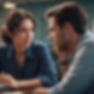 Navigating Professional Dialogues A person engaged in a thoughtful conversation with a colleague in a professional setting.