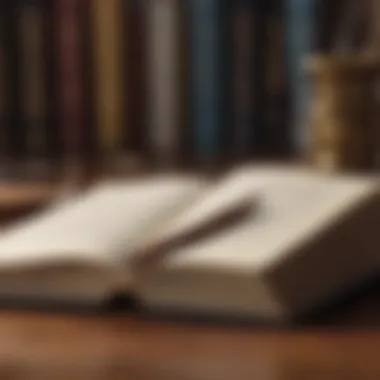 Philosophical Insights Unveiled An open book with philosophical writings and a quill pen