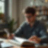 An individual engaging with a digital book summary platform.