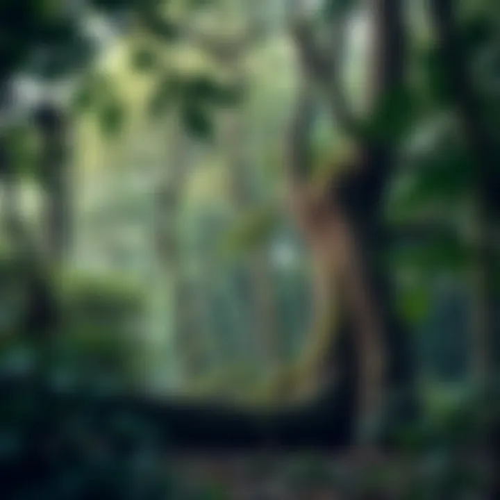 A vibrant ecosystem with various tree species supporting wildlife