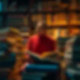The Power of Reflection in Literature A contemplative figure surrounded by books