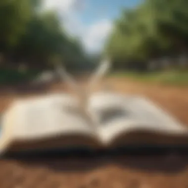 The Journey of Discovery An open book with pages fluttering in the wind, symbolizing the journey of discovery