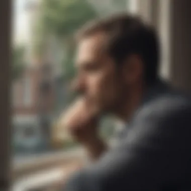 Reflections on Life's Complexities A thoughtful character gazing out a window, pondering life's complexities