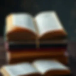 A stack of inspirational books open to pages filled with handwritten notes