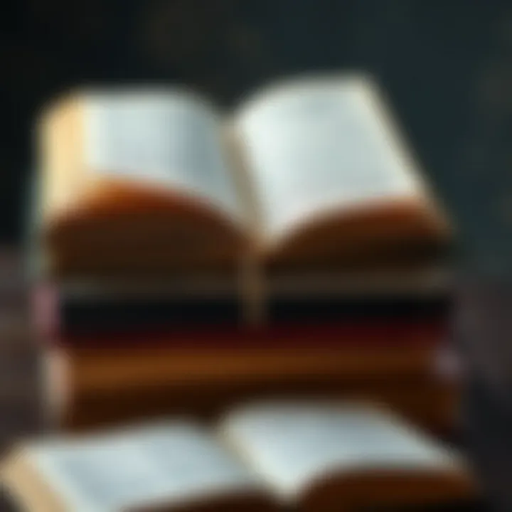 A stack of inspirational books open to pages filled with handwritten notes