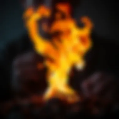 A symbolic representation of the fire of anger transforming into creativity