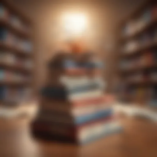 Books stacked with a mind map overlay