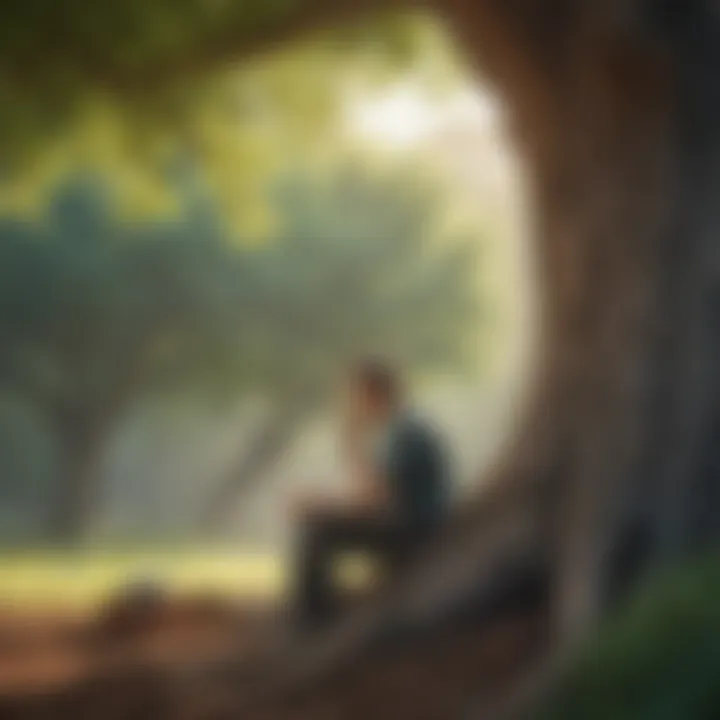 A person contemplating under a tree, embodying personal growth and introspection